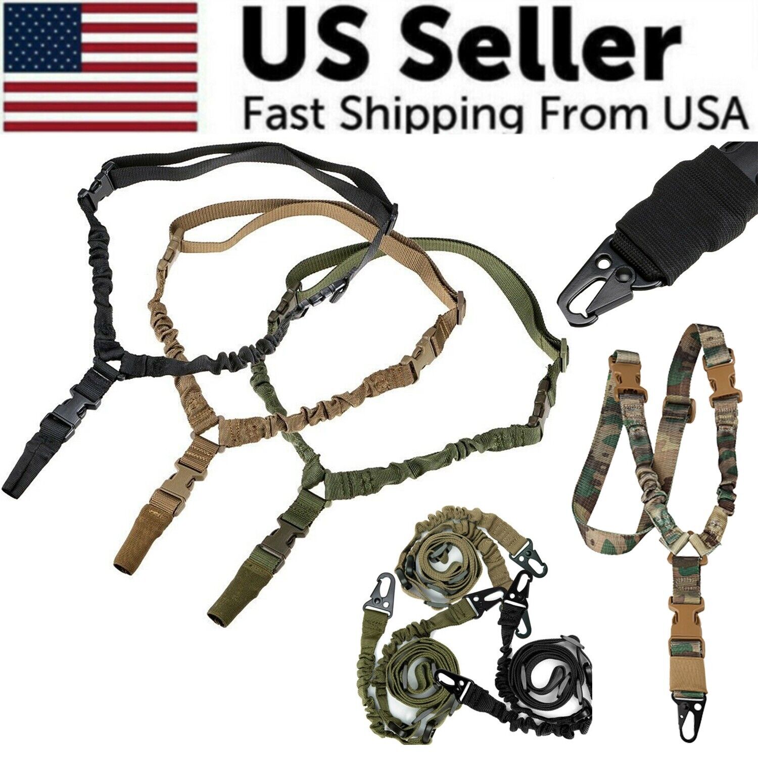 Tactical Quick-Detach Rifle Sling with QD Buckle