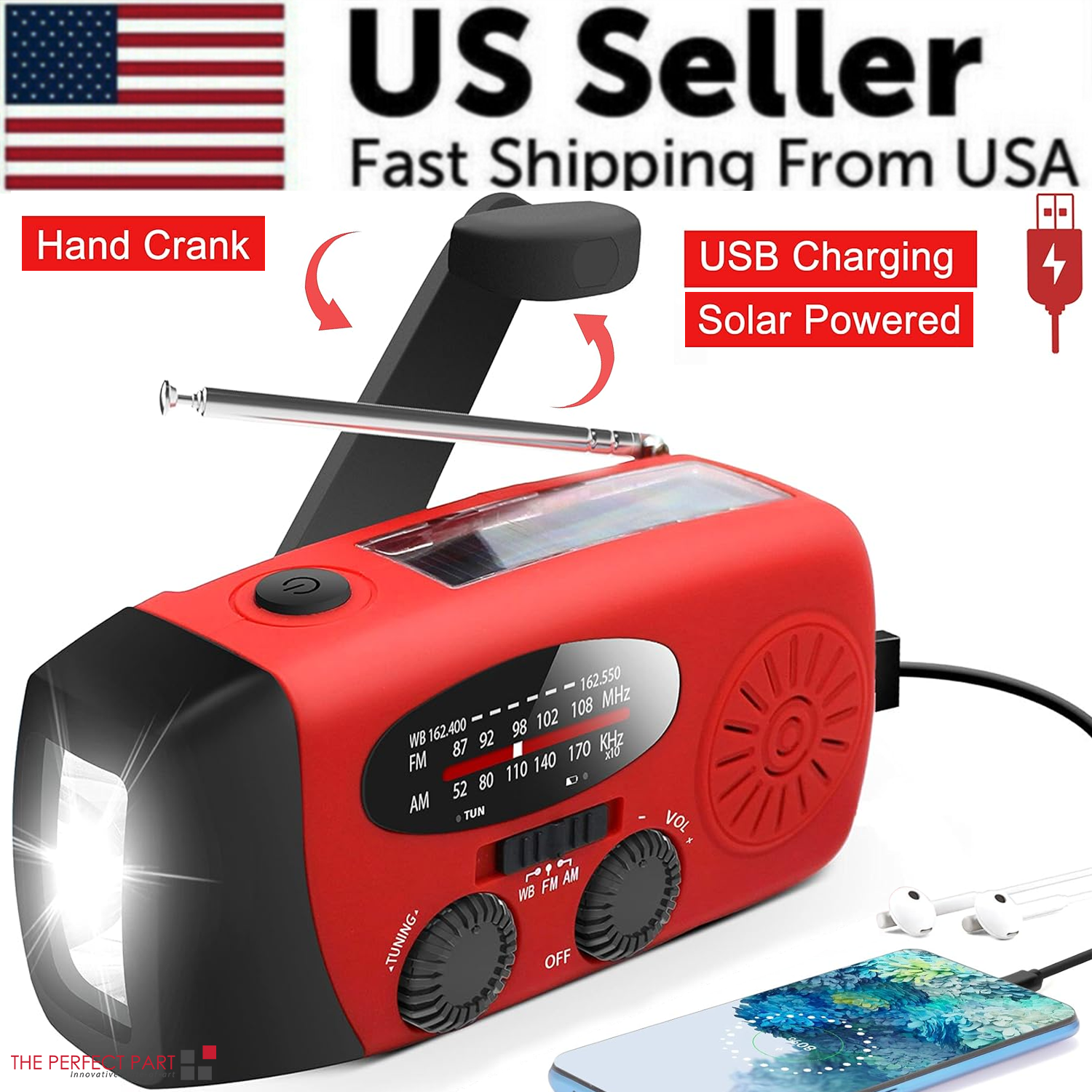 Solar Hand Crank Emergency Radio & Power Bank